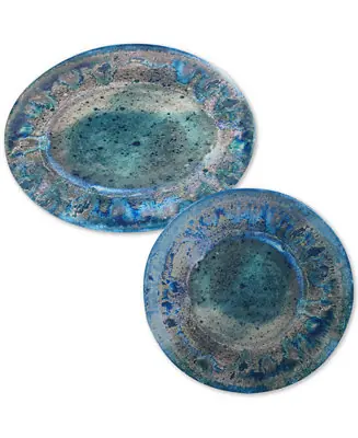 Radiance Teal Melamine 2-Piece Platter Set Markdown