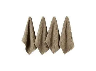 Last Chance Luxury Bar Mop Collection Chevron Dishtowel Set, 16x19", Stone, 4 Piece