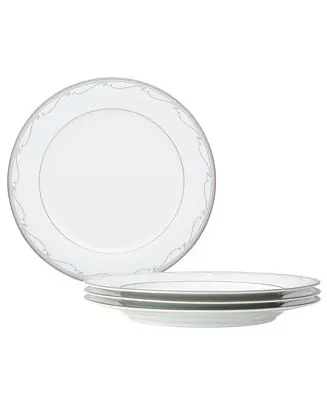Direct From Factory Satin Flourish Set of 4 Dinner Plates, 10.50"