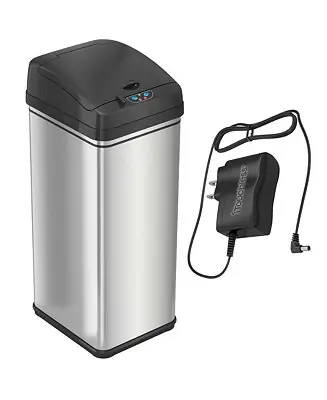 Direct From Factory Stainless Steel Sensor Trash Can with AC Adapter and AbsorbX Odor Filter 13 Gallon Silver