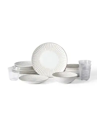 Linea 16 Pc. Dinnerware & Glassware Set, Service for 4 Worldwide Shipping