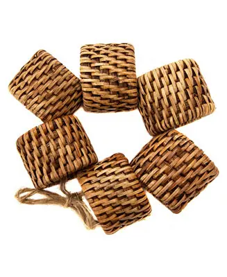 Artifacts Trading Company Rattan 6-Piece Oval Napkin Ring Set Exclusive
