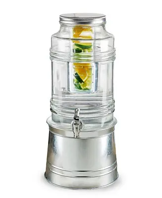 Bungalow Beverage 2.4 Gallon Dispenser with Ice Insert, Fruit Infuser, and Galvanized Base Weekend Sale