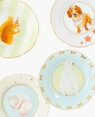 Squirrel, Doggie, Mousey, Polar Bear Tea Plates, Set of 4 One Day Deal