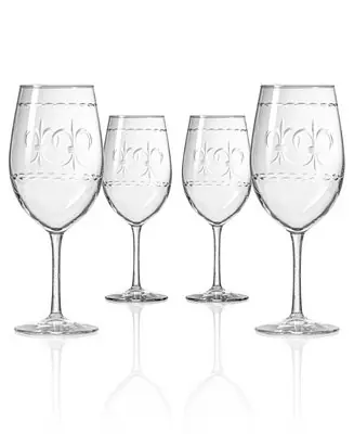 Fleur De Lis All Purpose Wine Glass 18oz - Set of 4 Glasses No Minimum Order