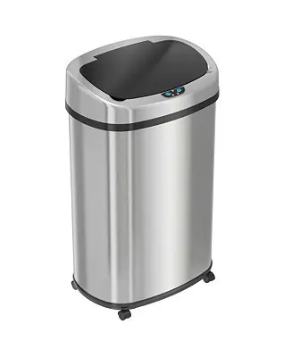 50 Liter / 13 Gallon Oval Stainless Steel Sensor Kitchen Trash Can with Wheels and AbsorbX Odor Filter Place Order