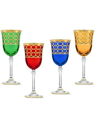 Multicolor White Wine Goblet with Gold-Tone Rings, Set of 4 Shop Now
