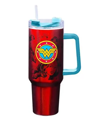 Wonder Woman Stainless Steel Double Wall Travel Mug with Straw and Handle, 40 oz Money Back Guarantee