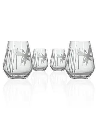Hot Deal Dragonfly Stemless Wine Tumbler 18oz - Set of 4 Glasses