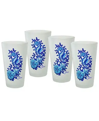 Coastal Seahorse Frosted Tapered Cooler Glasses, Set of 4 Budget
