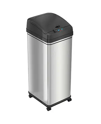 Stainless Steel Sensor Trash Can with Wheels and AbsorbX Odor Filter 13 Gallon Silver Handmade