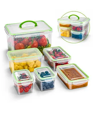 Popular 12 Piece Airtight Containers With Snap-on Lids- BPA Free - For Kitchen, Pantry, Food Storage