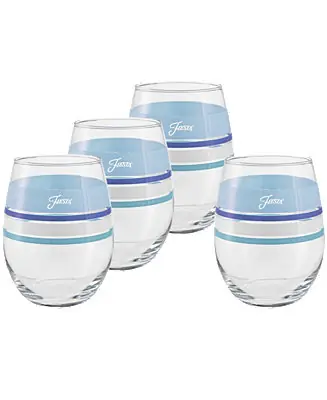 Coastal Blues Edgeline Stemless Wine Glasses, Set of 4 Trusted Brand
