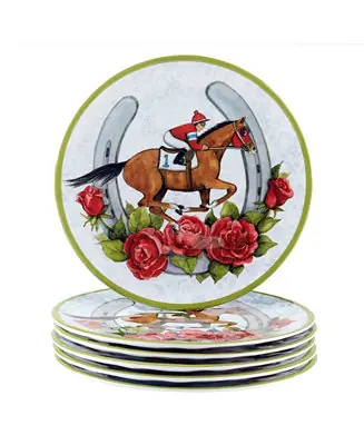 Derby Day At The Races Set of 6 Melamine Salad Plates, Service For 6 Order Now