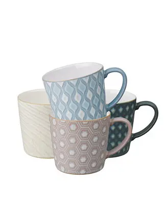 Handmade Impression Accent Mugs, Set of 4
