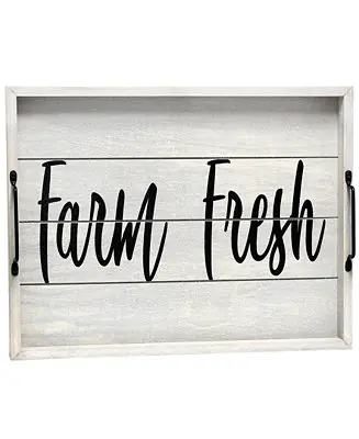 Best Choice Decorative Wood Serving Tray with Handles - Farm Fresh