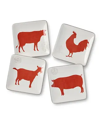 Place Order Vintage Farm Canape Plates, Set of 4,Service for 4