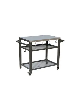 Authentic 3-Shelf Outdoor Grill Table, Grill Cart with Wheels, Outdoor Pizza Oven and Food Prep Table, Blackstone Table with Stainless Steel Tabletop