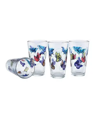 Must Have Butterflies Pint Glass 16-Ounce Set of 4