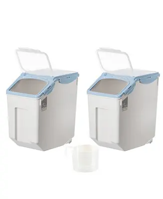 Large Plastic Storage Food Holder Containers with a Measuring Cup and Wheels, Set of 3 Must Have