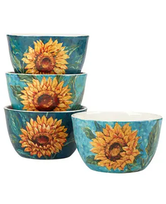 Golden Sunflowers Set of 4 Ice Cream Bowls Premium