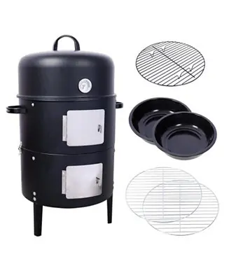 Price Cut 17" Steel Charcoal Smoker BBQ Grill - Black