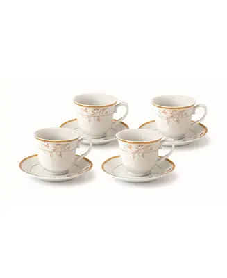 Floral 8 Piece 8oz Tea or Coffee Cup and Saucer Set, Service for 4 Luxury