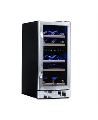 Factory Price 15" Built-in 29 Bottle Dual Zone Compressor Wine Fridge in Stainless Steel, Quiet Operation with Beech Wood Shelves