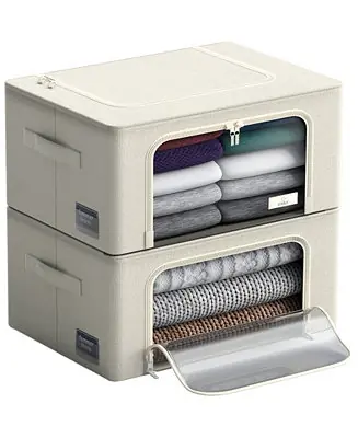 Buy Direct Metal Frame, Oxford Fabric, Large Window & Handles 2 Pack Small Foldable Storage Box