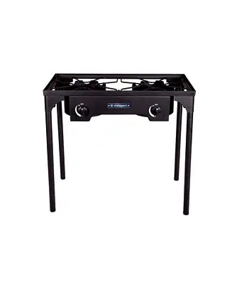 2-Burner Base Camp Stove with Cast Iron Burners and Stand Popular