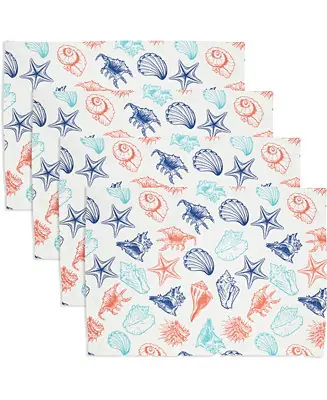 Ocean Breeze Sea Shells Cotton Placemats, 14" x 20" Hassle-Free Returns