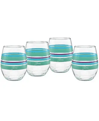 Farmhouse Chic Stripes Stemless Wine Glasses, Set of 4 Best Choice