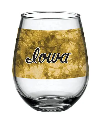 Trending Iowa Hawkeyes 15 Oz Vintage-Like Tie-Dye Stemless Wine Glass