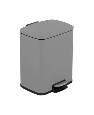 5.3 Gal./20 Liter Rectangular Stainless-Steel-Made Matt Grey Step-on Trash Can for kitchen Express Delivery