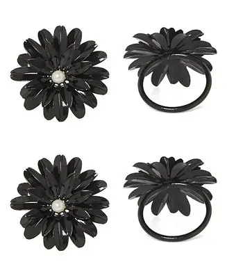 Reduced Price Black Pearl Flower Napkin Ring