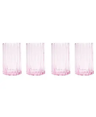 Scalloped Rim Fluted Tall Tumbler Glass, Set of 4 Warranty Included
