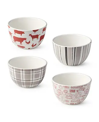Vintage Farm Ice Cream Bowls, Set of 4, Service for 4 Final Sale