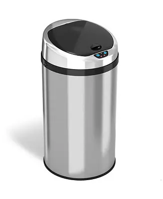 New Release 30 Liter / 8 Gallon Stainless Steel Round Sensor Kitchen Trash Can with AbsorbX Odor Filter