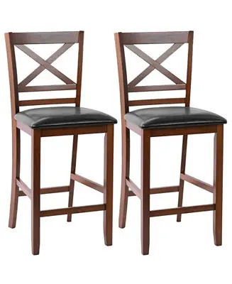 Set of 2 Bar Stools 25 Inch Counter Height Chairs Handmade