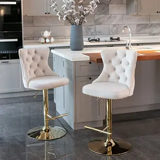 Free Returns Streamdale Adjustable Swivel Velvet Bar Stools Set of 2