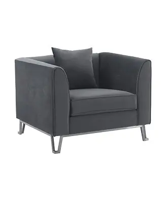 Free Returns Everest 38" Fabric Brushed Stainless Steel Legs with Upholstered Sofa Accent Chair