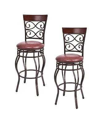 Hot Deal Set of 2 Vintage Bar Stools 30" Swivel Padded Seat Bistro