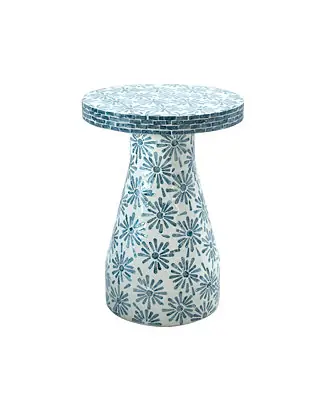 Direct From Manufacturer 18" Wood and Shell Side Table