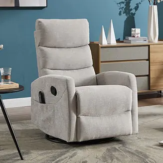 Buy Today Manual Massage Recliner Chair with 360° Swivel, Rocker and Lumbar Heat, Chenille Upholstery