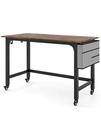 48 Inch Rolling Computer Desk with Metal Frame for Home Office Fast Shipping