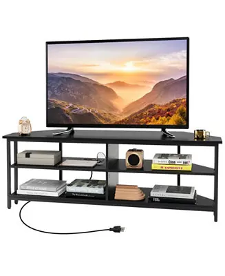 Corner TV Stand for TVs up to 65" TV Console Table with AC Outlets&USB A Ports Money Back Guarantee