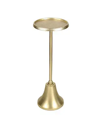 Cheap Irida 24" Art Deco Designer Pedestal Drink Table and Decorative End Table with Hammered Round Top and Bell Base