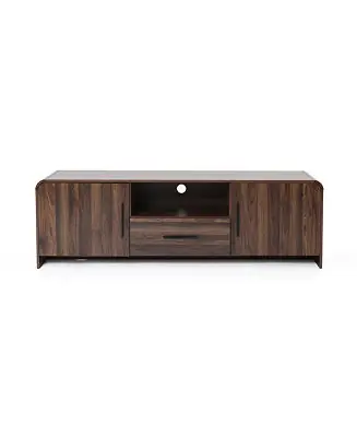Today Only Mid-Century Walnut Finish 2-Door 1-Drawer TV Console, Engineered Wood Entertainment Stand with Storage