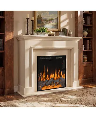 Mega Sale 23.6 Inch Embedded Electric Fireplace ---Black crystal | 12 color flame | 5 brightness levels | high and low heat+constant temperature