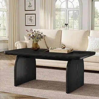 Viral Rectangle Coffee Table, 47-Inch Wood Rectangular Living Room Table, Farmhouse Accent Center Table Low Cocktail Tea Table